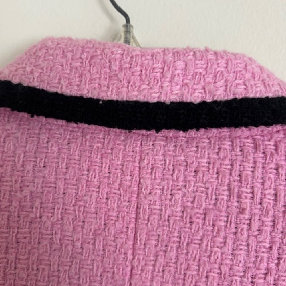 Anthropologie Avec Les Filles Contrast Pink Tweed Jewel Lined Blazer NWT - Picture 12 of 16